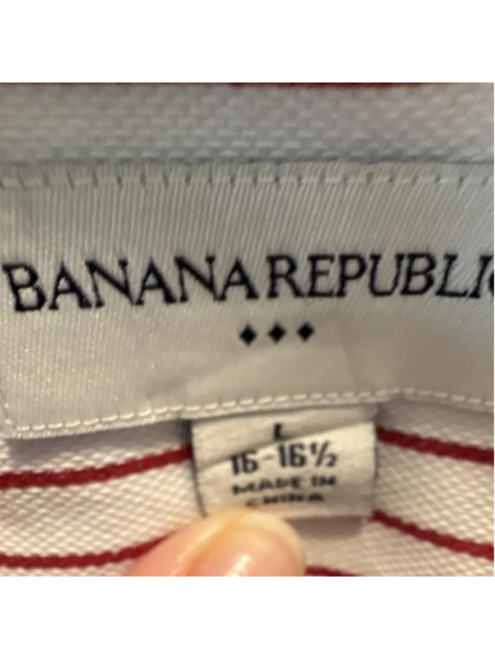 Banana Republic Striped Long Sleeve Button-Up Shirt White Red Large Casual